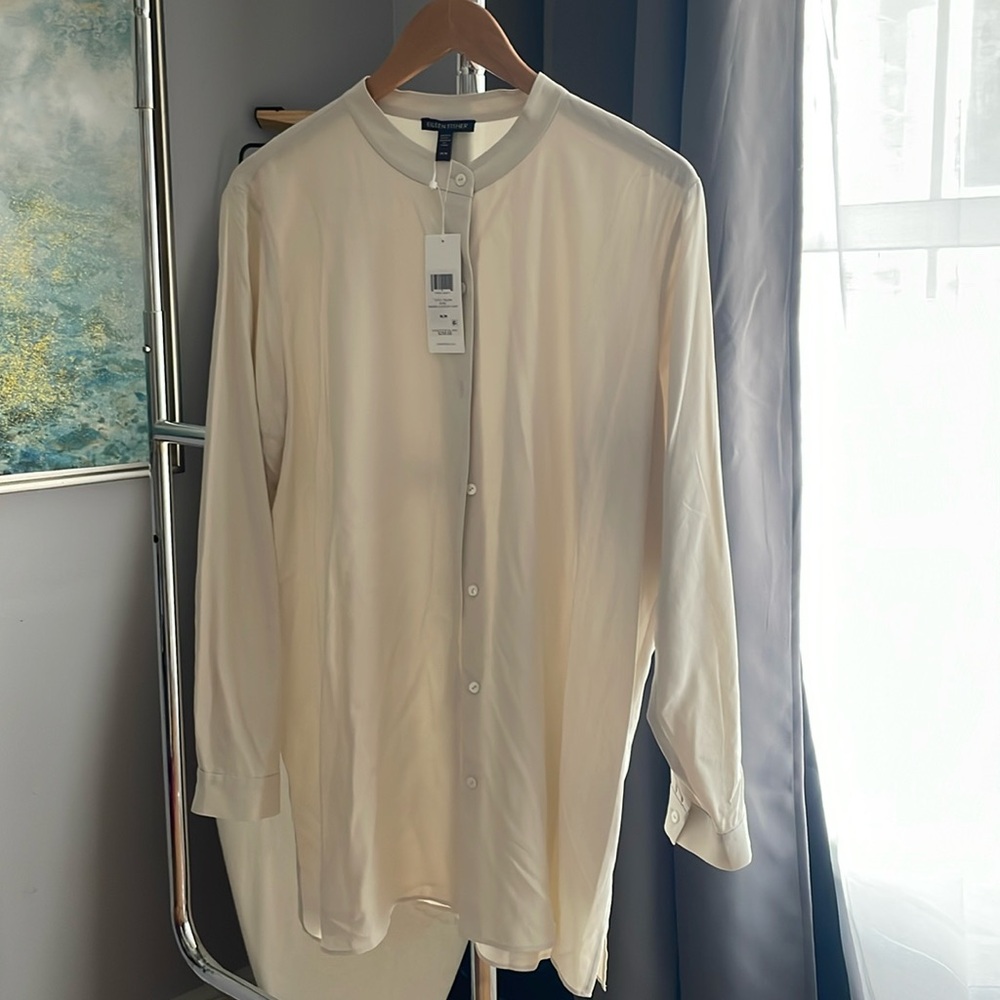 Eileen fisher medium mandarin collar shirt BNWT
